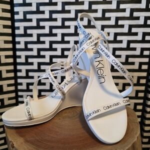 Calvin Klein Logo White Sandals